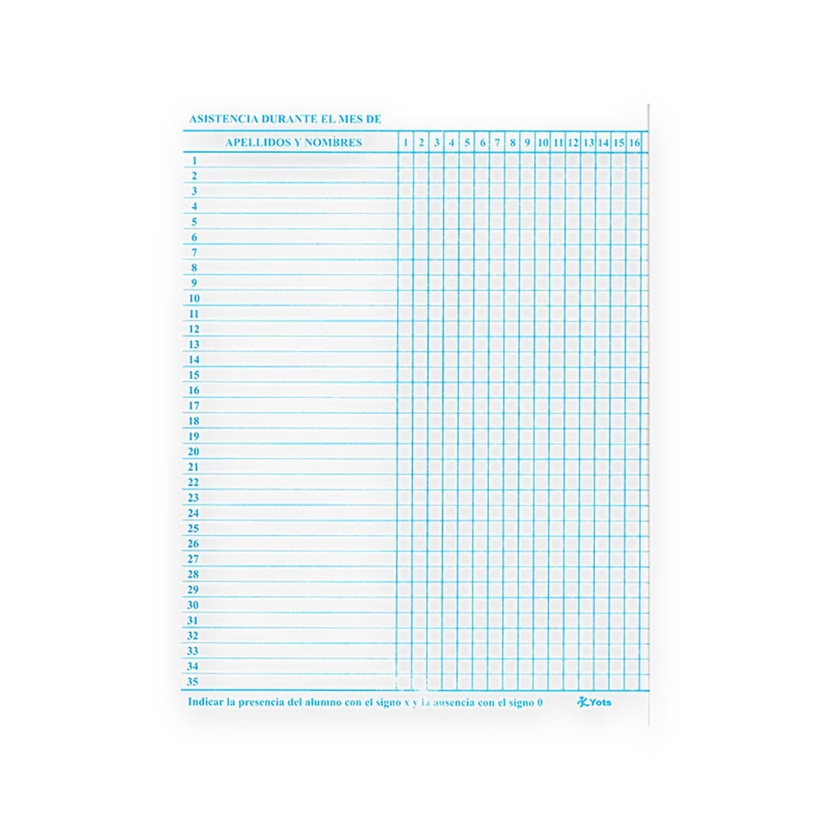 Cuaderno de Asistencia Yots