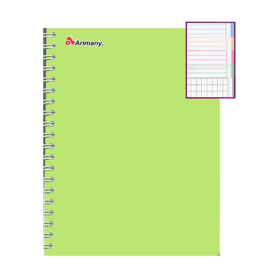 Cuaderno Multimaterias Arimany, Doble espiral, 150 H.,Cuadros al final, Carta