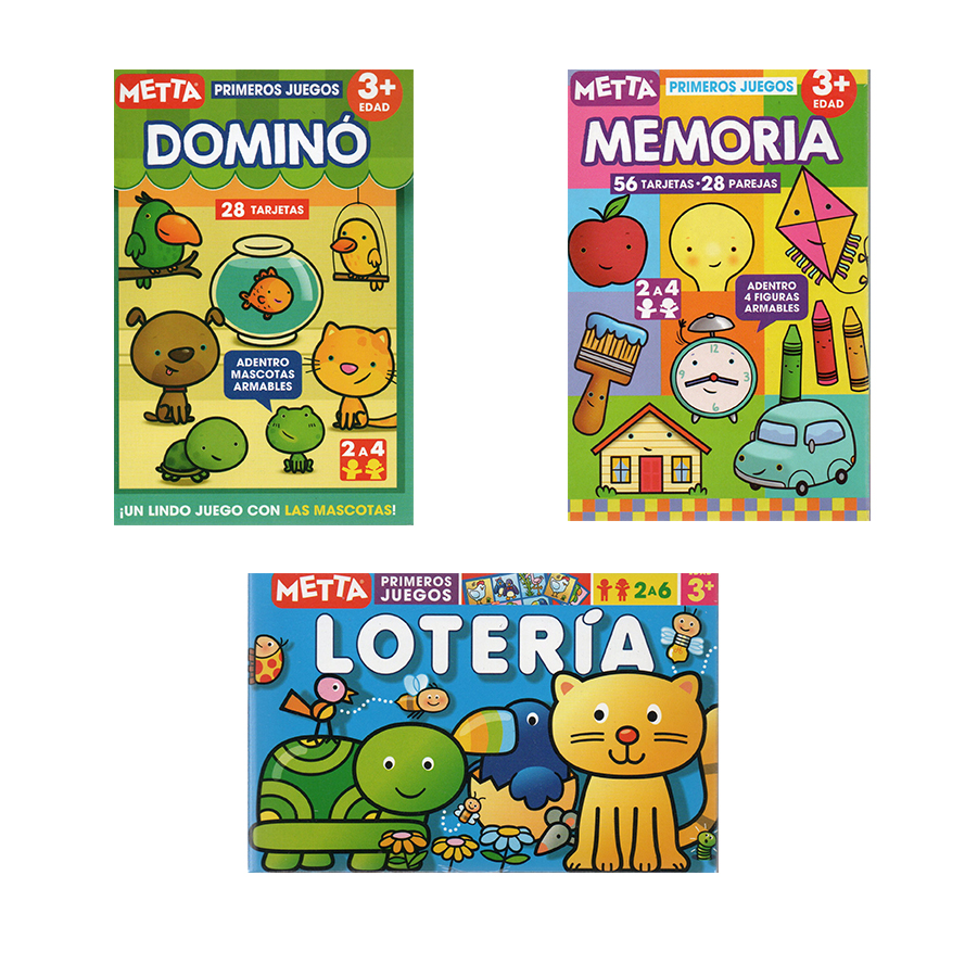 Juego de mesa Metta, Memoria, Dominó y Lotería