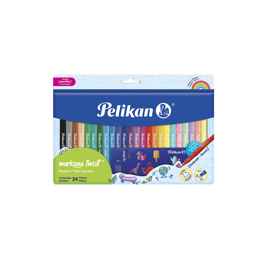 Marcador Punta Fina Markana Pelikan, 24 colores, Redondo