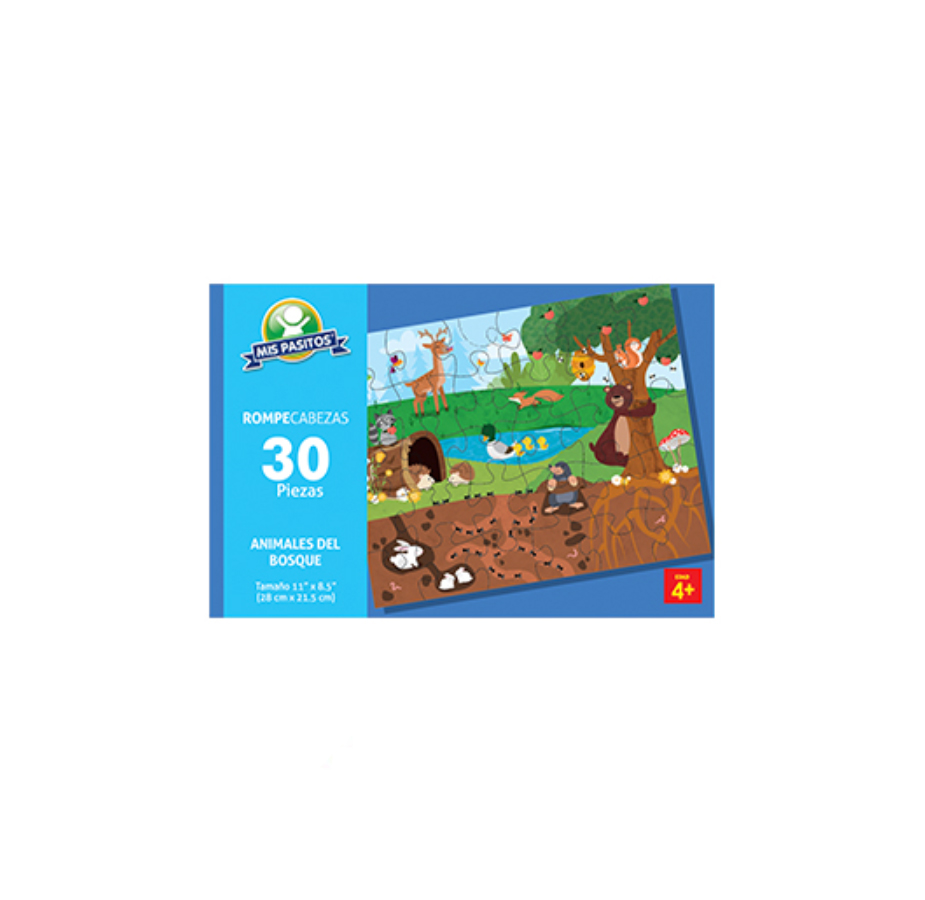 Rompecabezas de 30 piezas, Animales del Bosque, Mis Pasitos