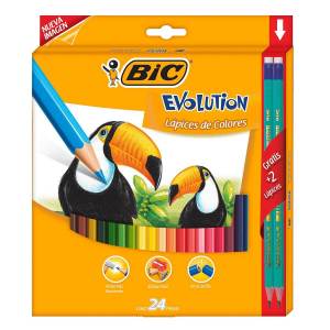 Crayón Bic Evolution, 24 colores, Largo
