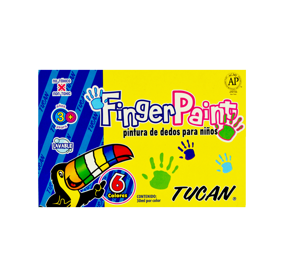 Pintura para Dedos Tucán, 6 colores