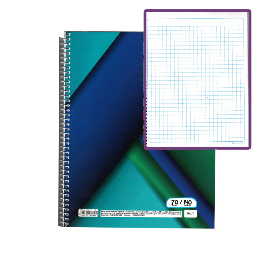 Cuaderno Espiral Concept, 1 anillo, 70H, Cuadros 5mm