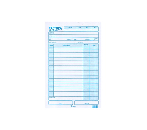 Facturas Yots, 1/2 de carta, 50 hojas