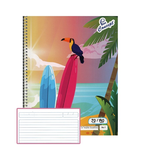 Cuaderno Espiral Concept, 1 anillo, 70H, Líneas