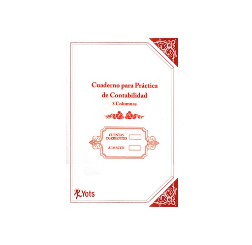 Cuaderno Contabilidad Yots, Pasta SUAVE, 3 columnas, 20H