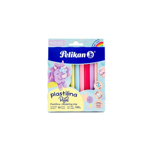 Plasticina Pastel Pelikan, 10 barritas