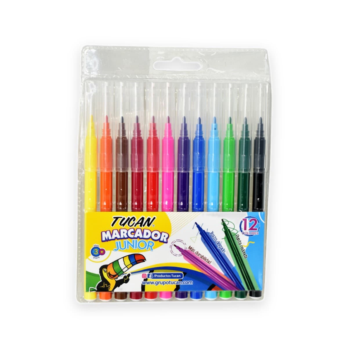 Marcador Punta Fina Junior Tucán, 12 colores