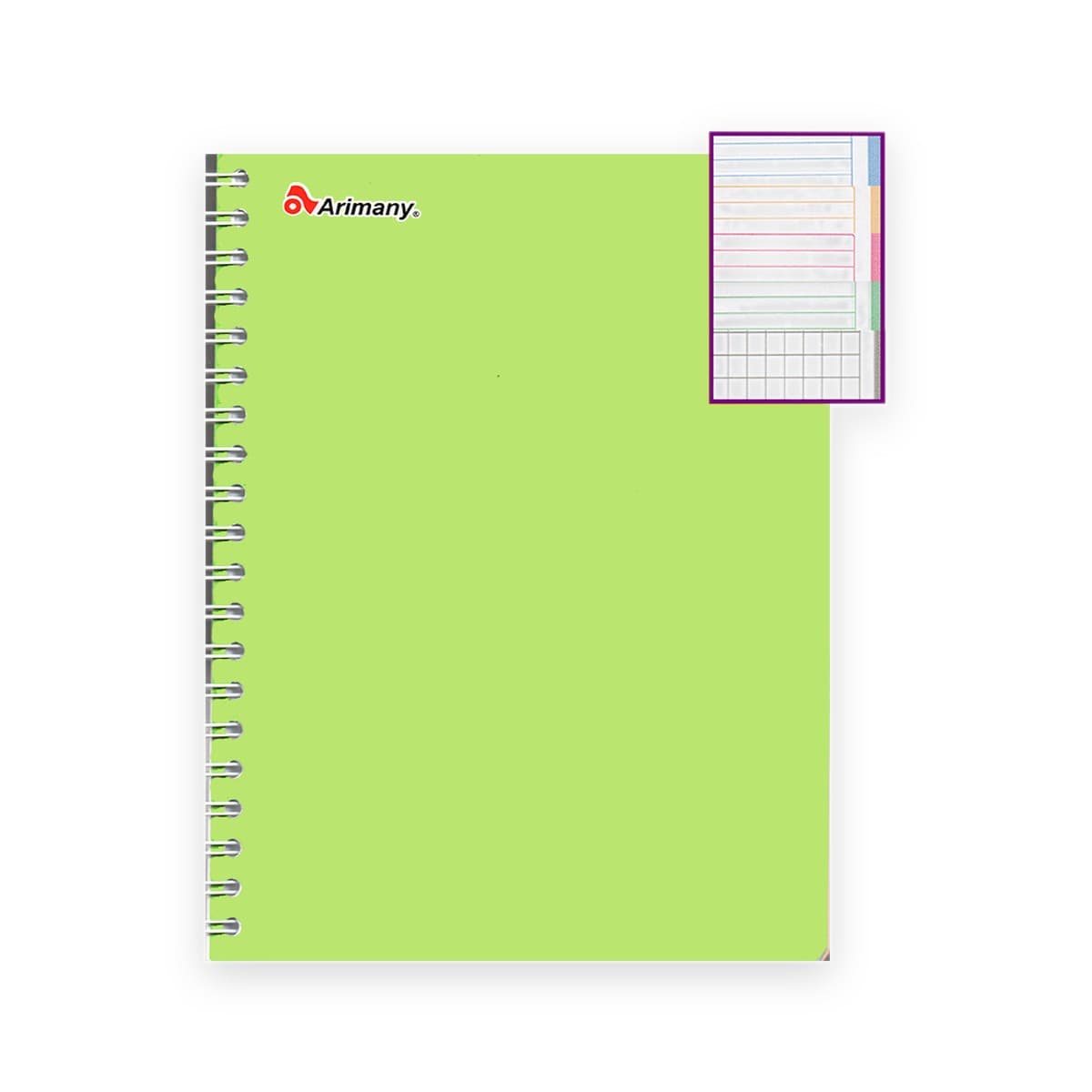Cuaderno Multimaterias Arimany, Doble espiral, 150 hojas, Cuadros al final