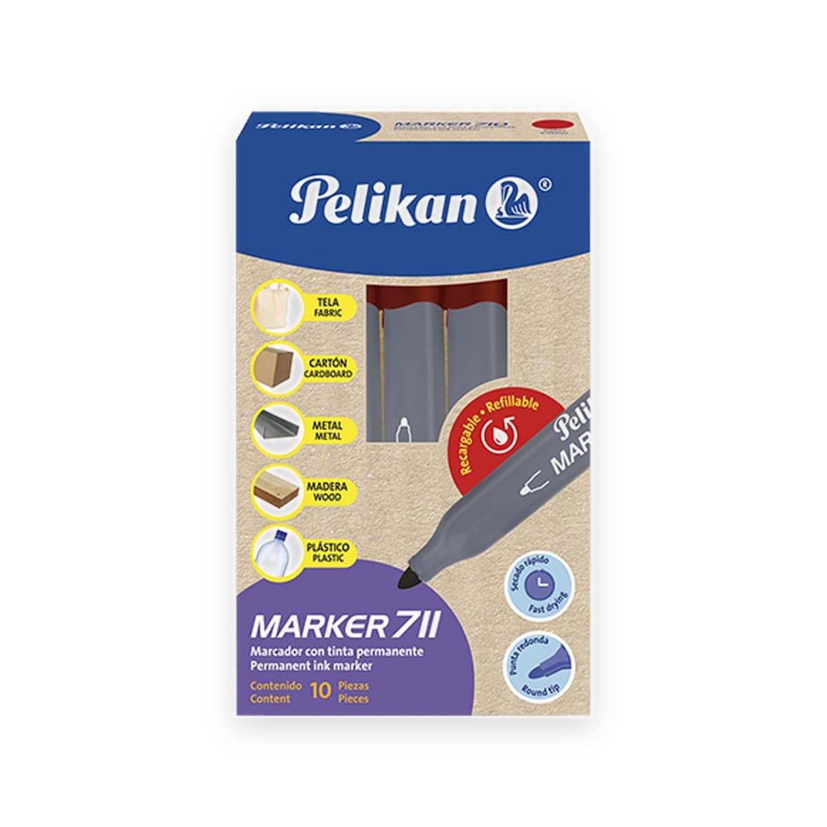 Marcador Permanente Pelikan, #711, 12 unidades, Azul (copia)