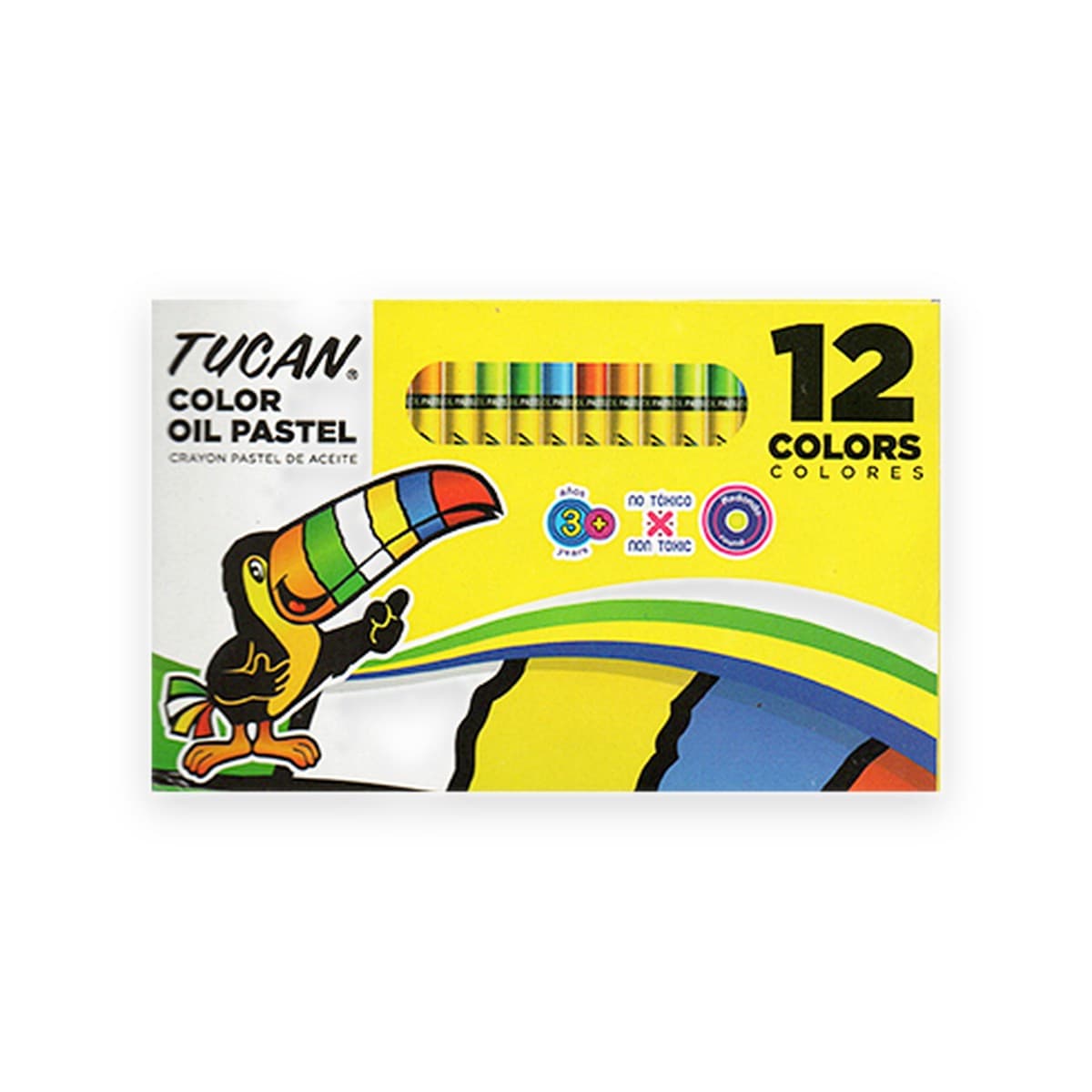 Crayón Pastel Tucán, 12 colores, Graso