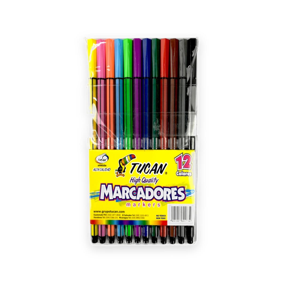 Marcador Hexagonal Rayado Tucán, 12 colores