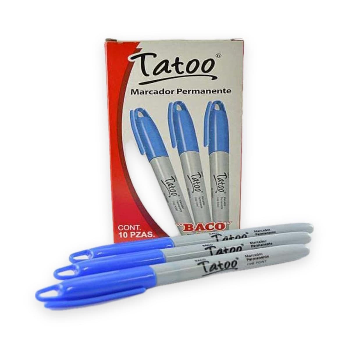 Marcador Permanente Baco Tatoo, Punta Fina, 10 unidades Negro