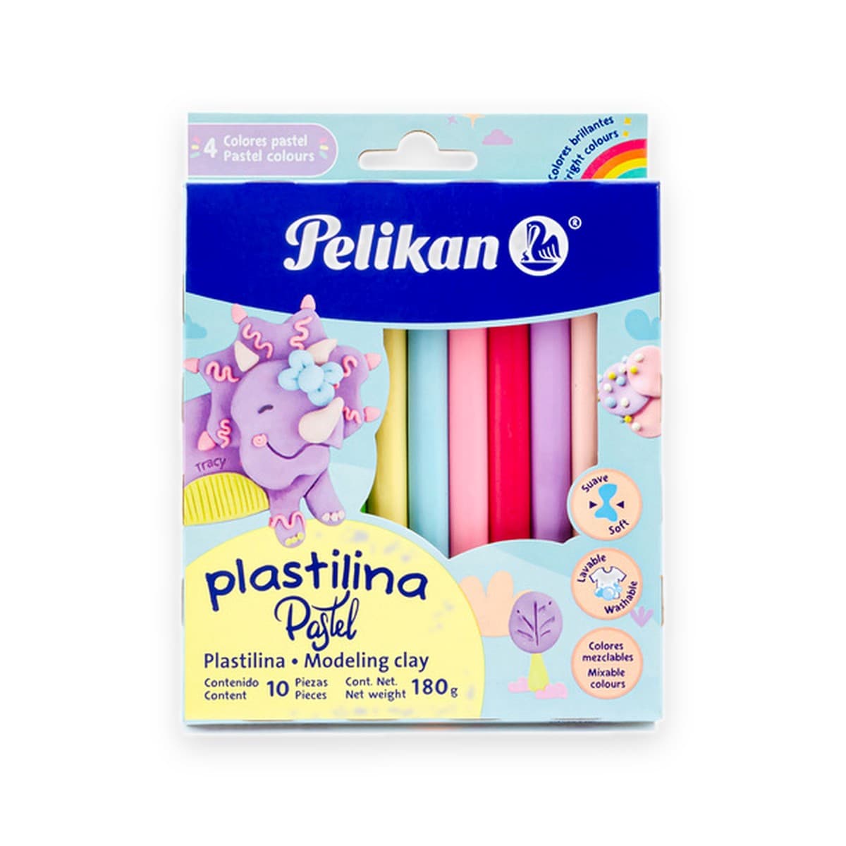 Plasticina Pastel Pelikan, 10 barritas
