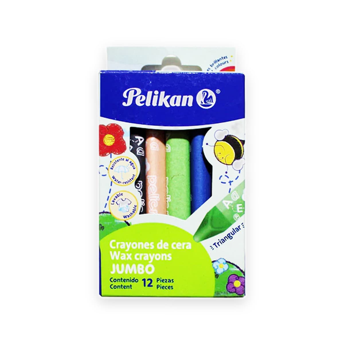 Crayón de Cera Pelikan, Jumbo Triangular, 12 colores