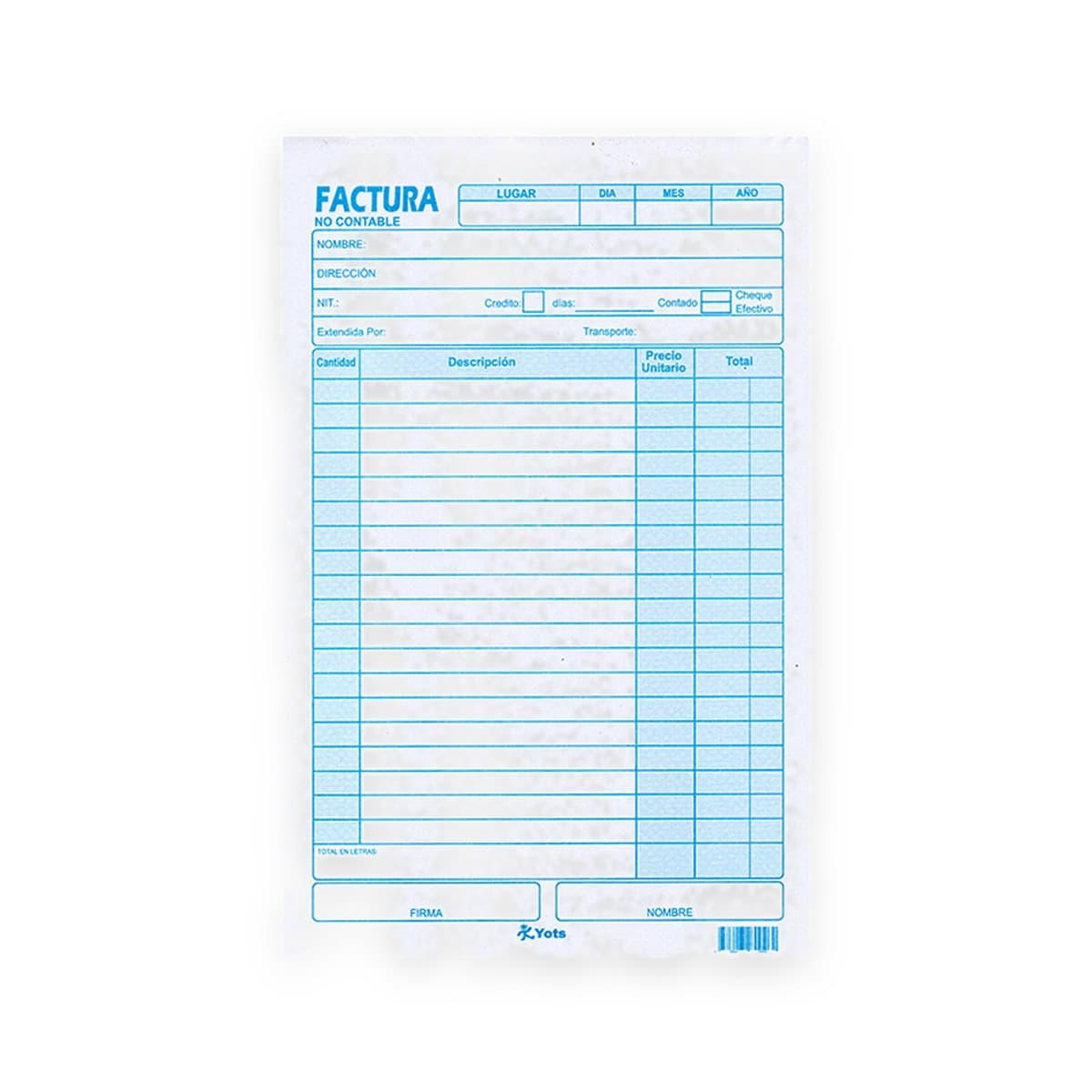 Facturas Yots, 50 hojas
