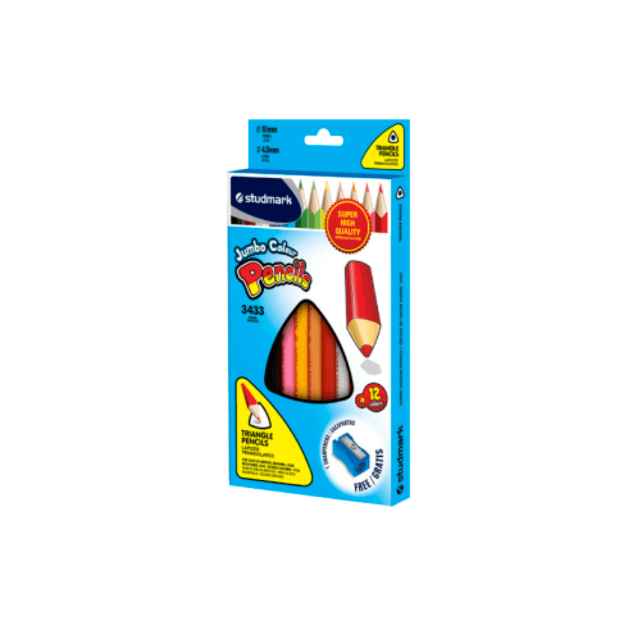 Crayón Studmark, 12 colores, Triangular