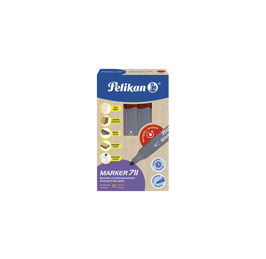 Marcador Permanente Pelikan, #711, 10 unidades, Rojo