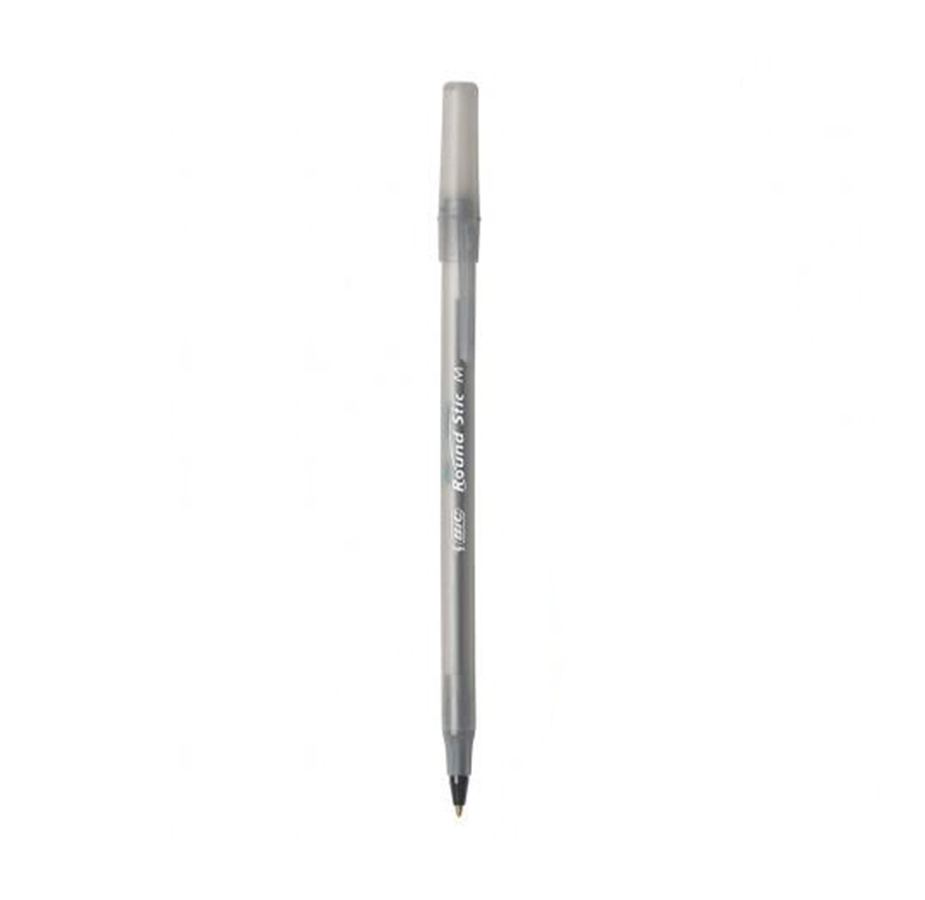 Bolígrafo Bic, Round Stic, Negro, 12 unidades