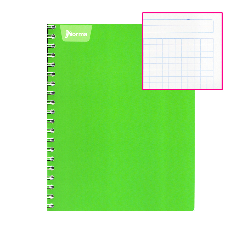 Cuaderno Espiral Norma 2 Anillos, 100H, Cuadros