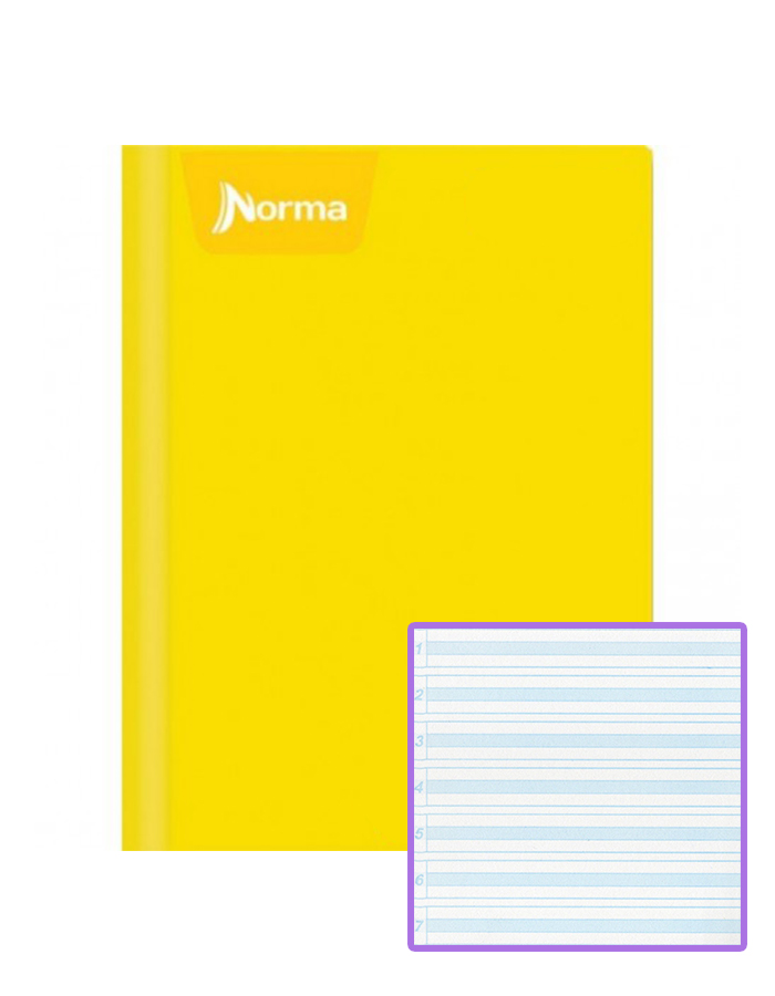 Cuaderno Cosido colores sólidos Norma 100H, Doble Línea