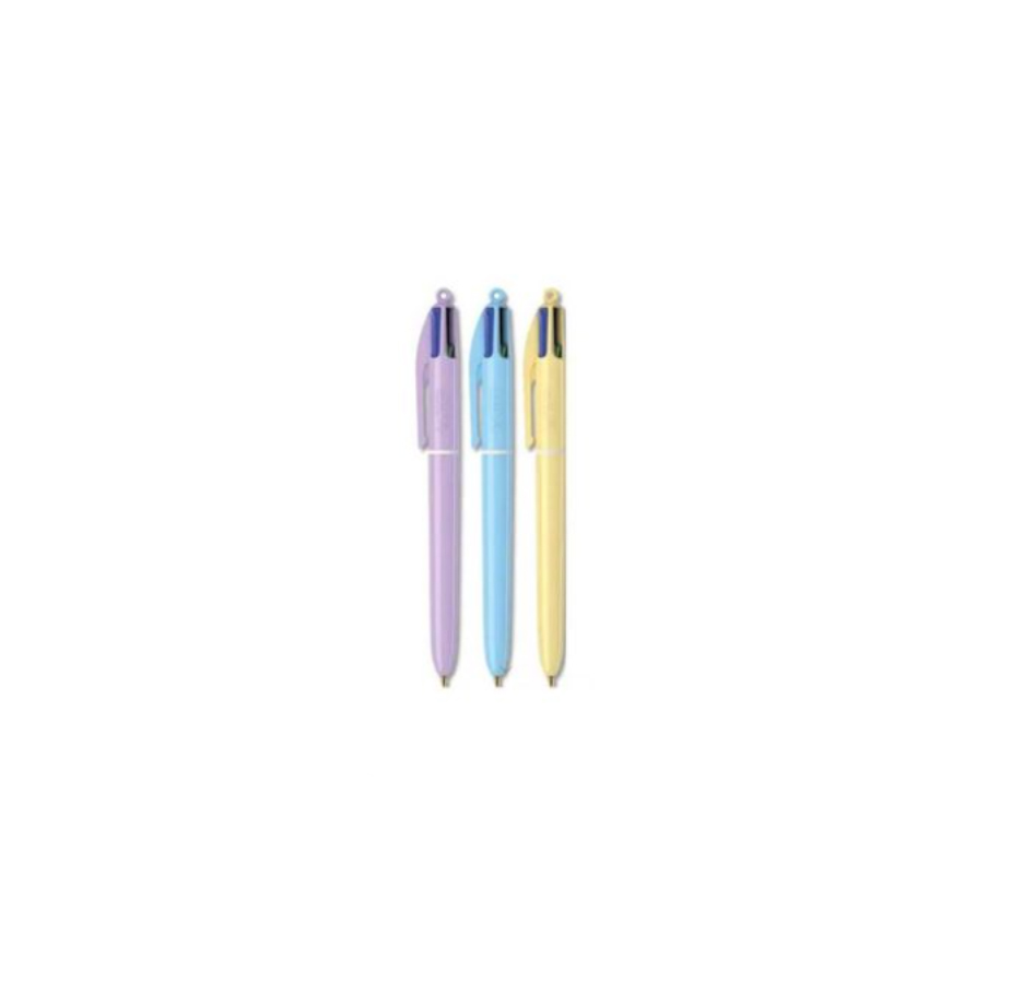 Set 3 Unidades, Bolígrafo Pastel Bic 4 Minas, Colores Clásicos