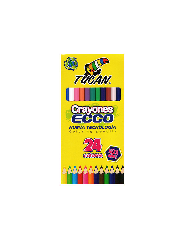 Crayón Ecco Tucán, 24 colores, Largo