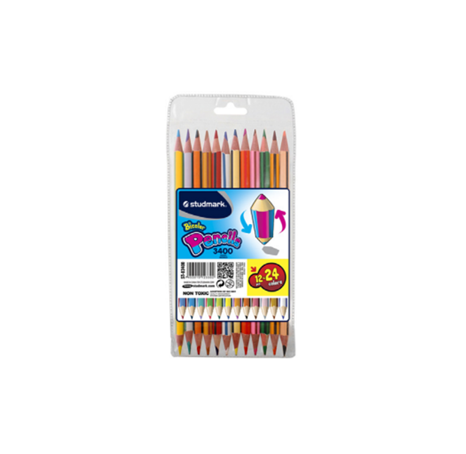 Crayón de 2 puntas Studmark, 24 colores, Hexagonal