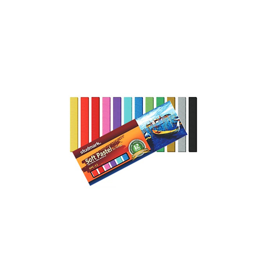 Crayón Pastel Studmark, 12 colores, Seco