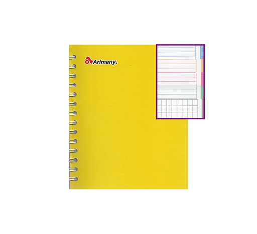 Cuaderno Multimaterias Arimany, Media Carta Doble espiral, 150 H., Cuadros al final