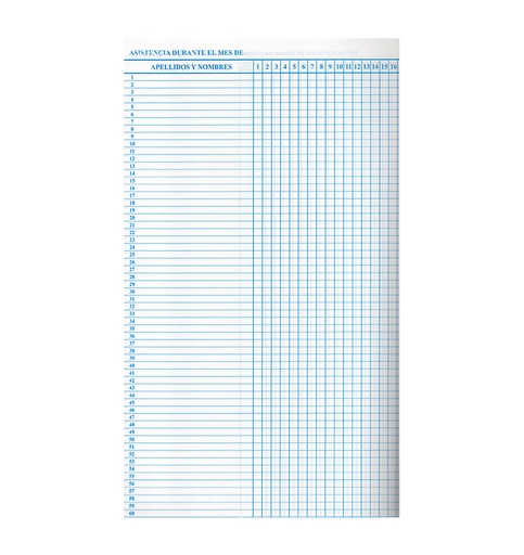 Cuaderno de Asistencia Yots, 60 alumnos 
