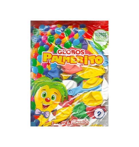 Globos # 9 Palmerito, 100 unidades surtido