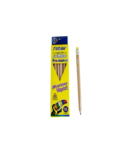 Lápiz Jumbo Triangular, Con borrador, Tucán