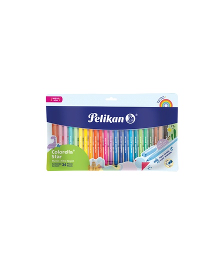 Marcador Punta Fina Colorella Star Pelikan, 24 colores, Redondo