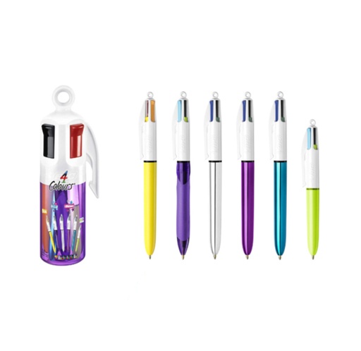 Bolígrafo Bic, 4 Minas, Colores Clásicos y Fashion