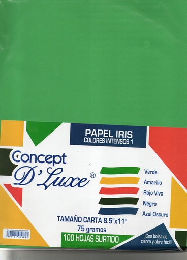 Ciento de Papel Iris 75 gramos, Colores Intensos 1, Concept