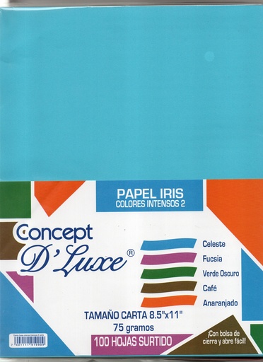 Ciento de Papel Iris 75 gramos, Colores Intensos 2, Concept